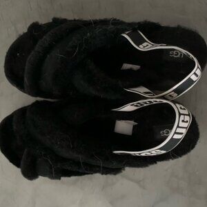 Black Fuzzy Ugg Slippers